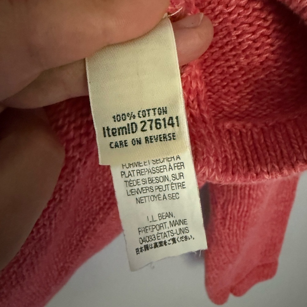 LL Bean 100% Cotton Sweater Coral - Picture 3 of 3